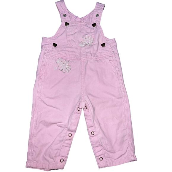 Carhartt pink baby girls floral bib overalls embroidered baby girl size 9 months - Picture 1 of 8